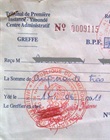 Reçu de paiement immatriculation rccm - personne physique